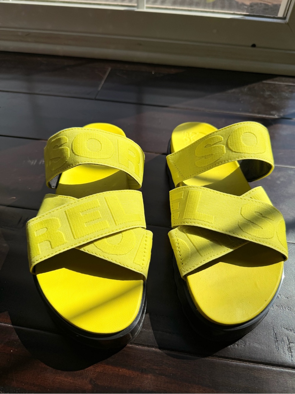 Sorel Bright Yellow Kids Cross-Strap Slide Sandals